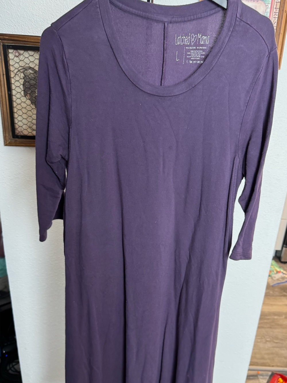 Purple Scoop Neck Latched Mama Breastfeeding Dress Size Large